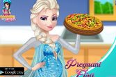 Беременная Эльза готовит пиццу