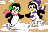 Раскраска: Пингвины на Катке