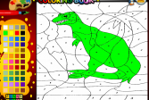 Играть Одинокий динозавр: раскраска онлайн флеш игра для детей