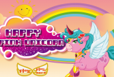 Играть Счастливый розовый единорог онлайн флеш игра для детей