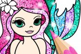 Русалка Раскраска с блестками Mermaid Coloring Book Glitter