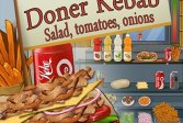-:      Doner Kebab : Salad Tomatoes Onions